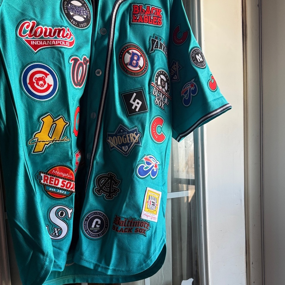 Teal Men's Casual Button Down Shirt with Patches